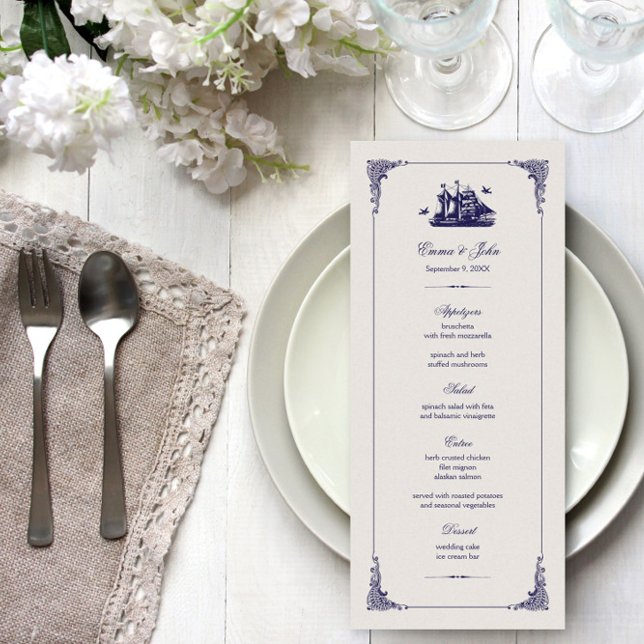 Cartões de marinho e Cartões de Menu de Casamento  (Criador carregado)