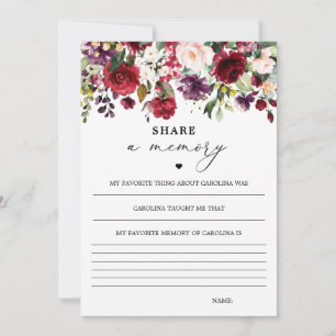 Cartões de Memória Floral Burgundy para Compartilh