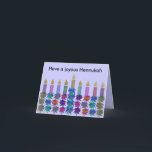 Cartões de Menorah da flor de Hannukah<br><div class="desc">Ilustração gráfica de um menorah de Hannukah com design colorido da flor.  Envie uma mensagem da alegria neste feriado.</div>