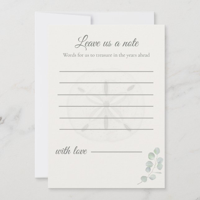 Cartões de Mensagem de Casamento Sand Dollar | (Frente)
