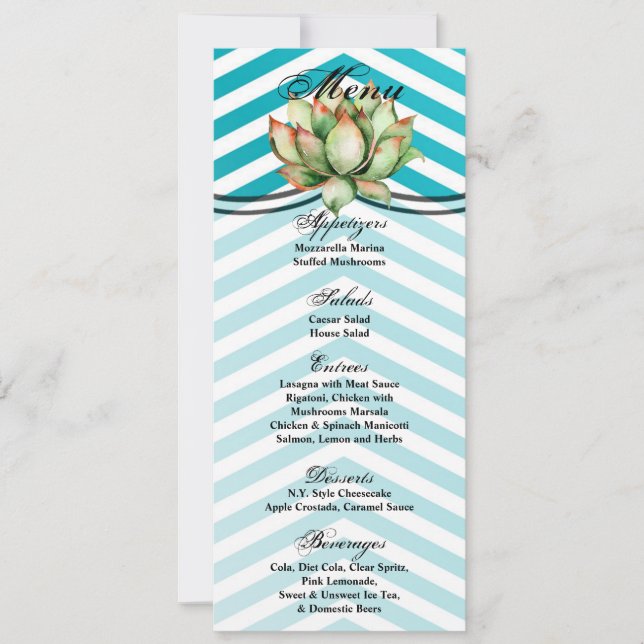 Cartões de menu 4x9.25 Boho Cactos Cactos Bohe de  (Frente)