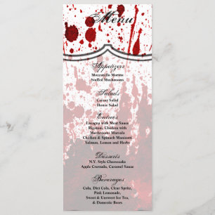 Cartões de menu 4x9.25 Vampiro de sangue gótico