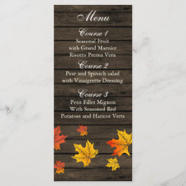 Cartões de menu Barnwood Rustic Casamento outono