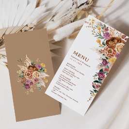 Cartões de Menu Boho Fall Pampas Floral Wedding