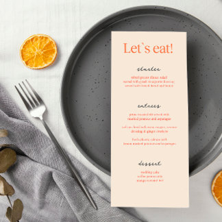 Cartões de Menu Caligrafia Elegante Beige