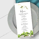 Cartões de Menu Casamento, Aquarela, White Heron<br><div class="desc">Celebre o seu dia especial com nossos belos cartões de cardápio de casamento mostrando uma delicada cor-d-água, herão branco e manguezais. Estas cartas oferecem uma maravilhosa surpresa ao reverterem para uma matiz azul turquesa complementar. Personalize seus itens de janto sem esforço usando os campos modelo fornecidos, permitindo que você adicione...</div>