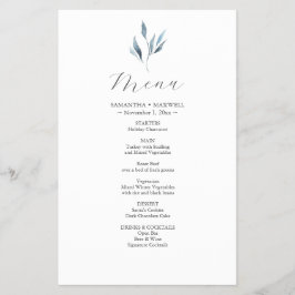 Cartões de Menu Casamento Folhas Botânicas De Aqua