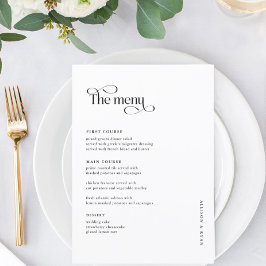 Cartões de menu clássicos de Mesa de casamento 5x7