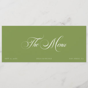 Cartões de Menu Clássicos para Convidados de Casam