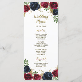 Cartões de Menu de Casamento Boho Rústico Azul Mar