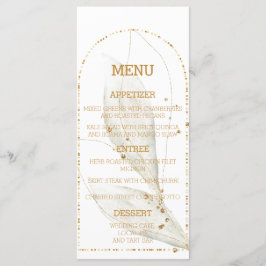 Cartões de menu de casamento botânico com arco de 