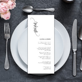 Cartões de menu de casamento clássicos preto e bra