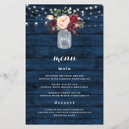 Cartões de Menu de Casamento com Blush Blush Marin