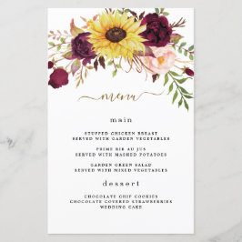 Cartões de Menu de Casamento com Blush Red Blush S