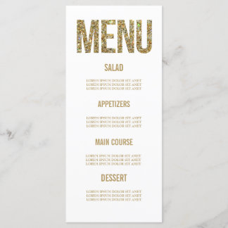 Cartões de menu de casamento com tipografia branca