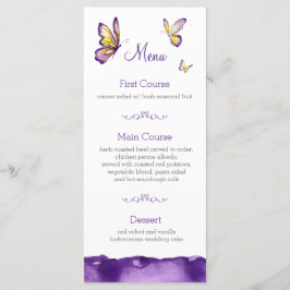Cartões de menu de casamento da borboleta | Púrpur