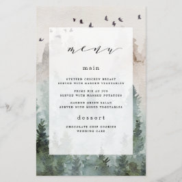 Cartões de Menu de Casamento da Floresta Pinheira 