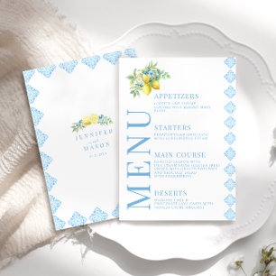 Cartões de Menu de Casamento de Limão com Azulejos