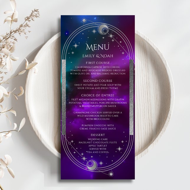 Cartões de Menu de Casamento de Lua Solar Solar Ro (Criador carregado)