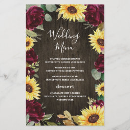 Cartões de Menu de Casamento de Madeira Rústica pa