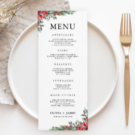 Cartões de Menu de Casamento de Natal Modelo