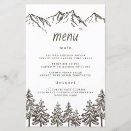 Cartões de Menu de Casamento de Pinheiros Elegante