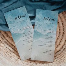 Cartões de Menu de Casamento de Praia Costeira Mod