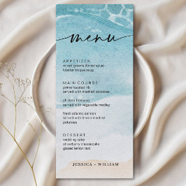 Cartões de Menu de Casamento de Praia Costeira Mod