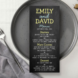 Cartões de Menu de Casamento de Tipografia Moderna