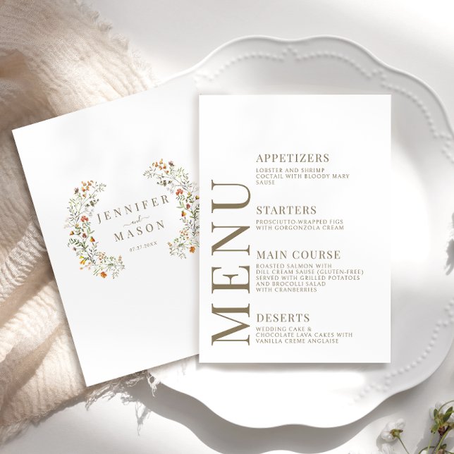 Cartões de Menu de Casamento do Jardim de Outono F (Criador carregado)