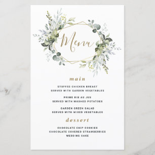 Cartões de Menu de Casamento Dourado Moderno Geomé