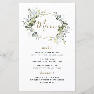 Cartões de Menu de Casamento Dourado Moderno Geomé