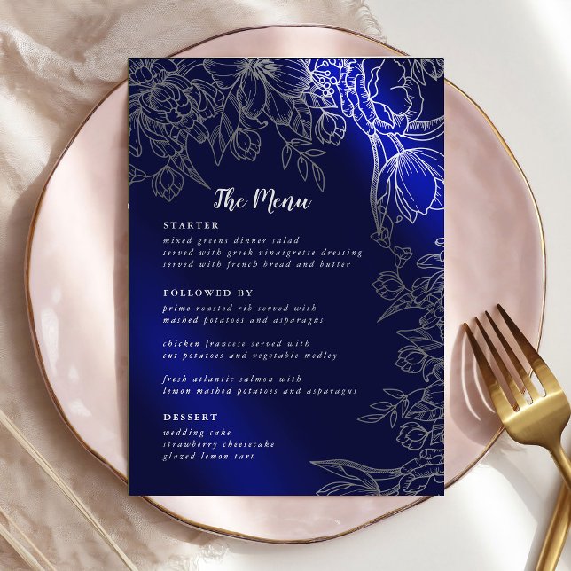 Cartões de Menu de Casamento Elegante Moderno (Criador carregado)