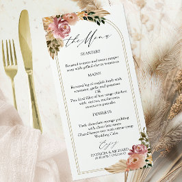 Cartões de Menu de Casamento Floral Boho Cores Neu