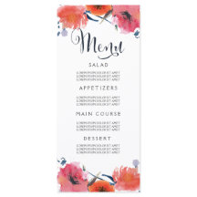 Cartões De Menu De Casamento Floral Com Aquarela m