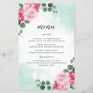 Cartões de Menu de Casamento Floral Cor d'Água R
