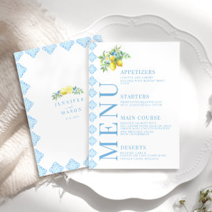 Cartões de Menu de Casamento Floral de Limão com A