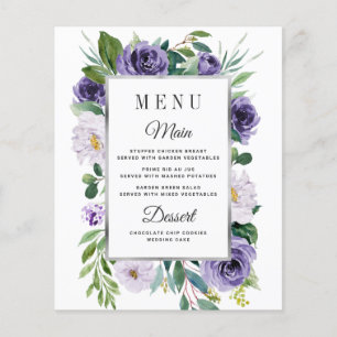Cartões de Menu de Casamento Floral para Cinzas de