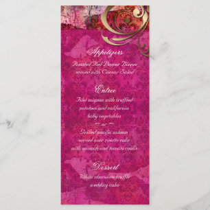 Cartões de Menu de Casamento Indiano Rosa Dourado