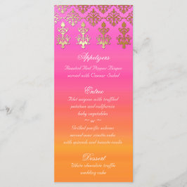 Cartões de Menu de Casamento Indianos Cor-de-rosa 