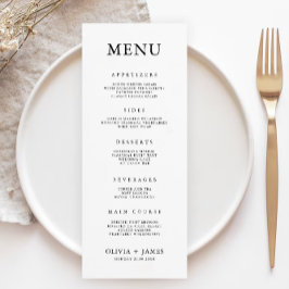 Cartões de menu de casamento minimalistas Modelo