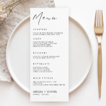 Cartões de menu de casamento minimalistas Modelo