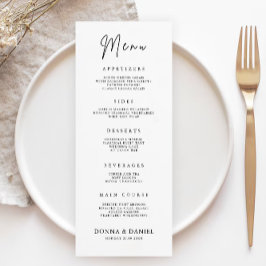 Cartões de Menu de Casamento Moderno Modelo