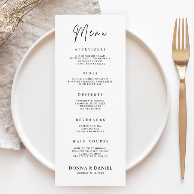 Cartões de Menu de Casamento Moderno Modelo (Modern Wedding Menu Cards Template)