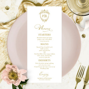 Cartões de Menu de Casamento Monograma com Letra D