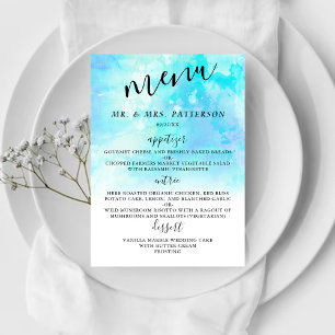 Cartões de Menu de Casamento Ombre Watercolor - Az