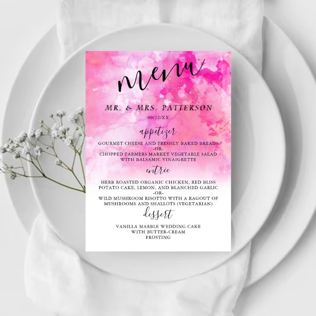 Cartões de Menu de Casamento Ombre Watercolor - Ro (Criador carregado)