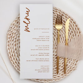 Cartões de menu de casamento Orange Terracotta que