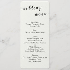 Cartões De Menu De Casamento Para Caligrafia Preta