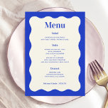 Cartões de Menu de Casamento por Onda Azul Moderno<br><div class="desc">Cartões de menu Onda Azul Moderno Azul Bronzeado Cartões de menu</div>